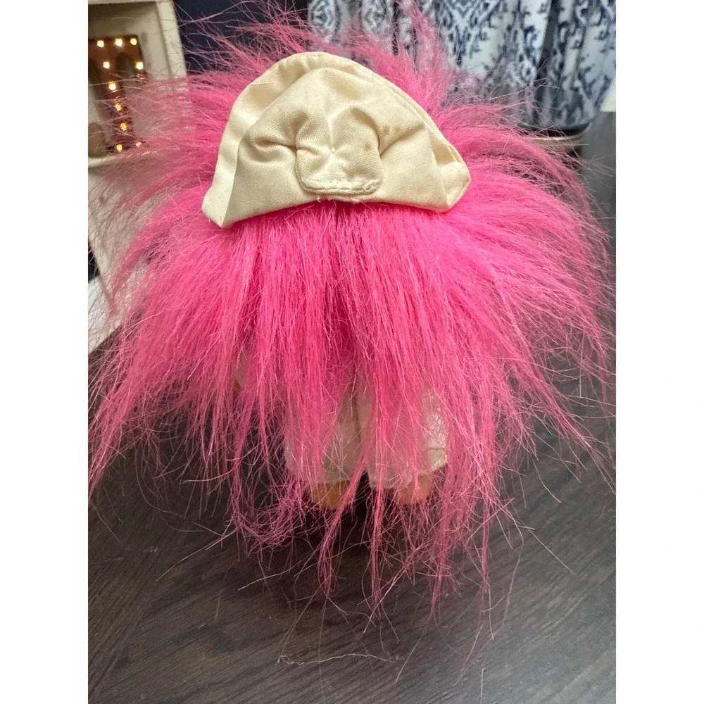 Vintage Russ Berrie Nurse Troll Doll Pink‎ Hair White Uniform Item 18309